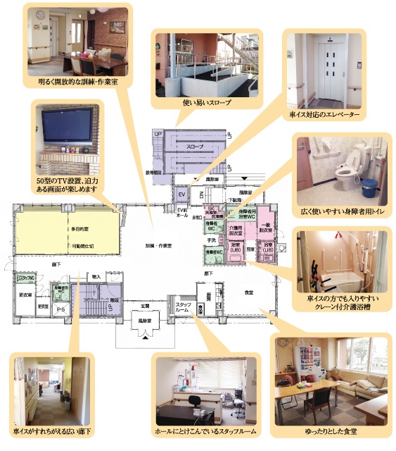 生活介護事業所 いっかい館内見取り図